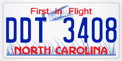 NC license plate DDT3408