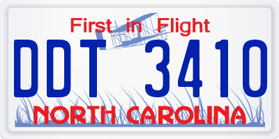 NC license plate DDT3410