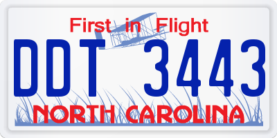 NC license plate DDT3443