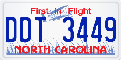 NC license plate DDT3449