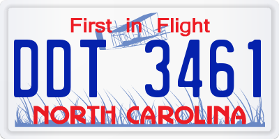 NC license plate DDT3461
