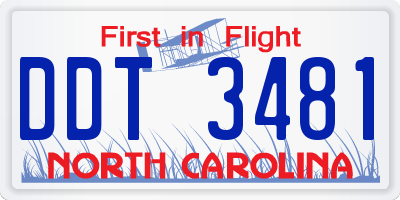 NC license plate DDT3481