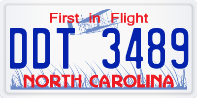 NC license plate DDT3489