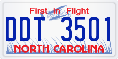 NC license plate DDT3501