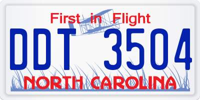 NC license plate DDT3504