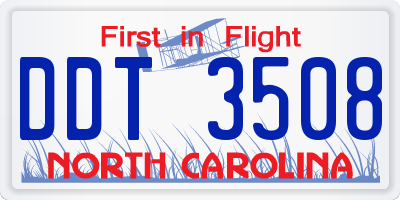 NC license plate DDT3508