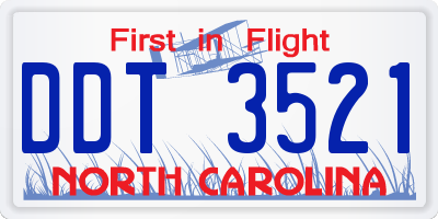 NC license plate DDT3521