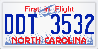 NC license plate DDT3532