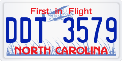 NC license plate DDT3579