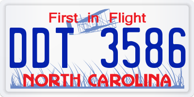 NC license plate DDT3586