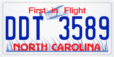 NC license plate DDT3589