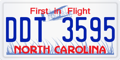 NC license plate DDT3595