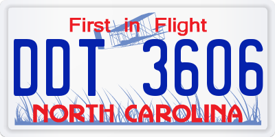 NC license plate DDT3606