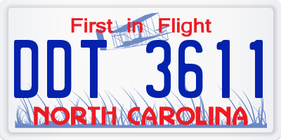 NC license plate DDT3611
