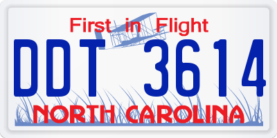 NC license plate DDT3614