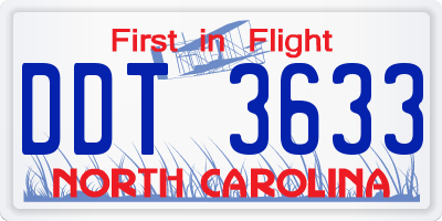 NC license plate DDT3633