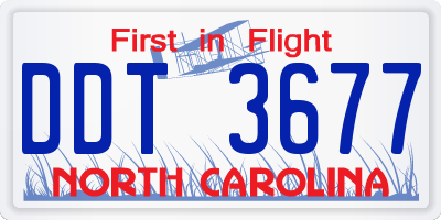 NC license plate DDT3677