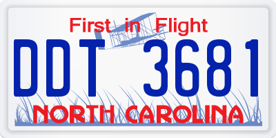 NC license plate DDT3681
