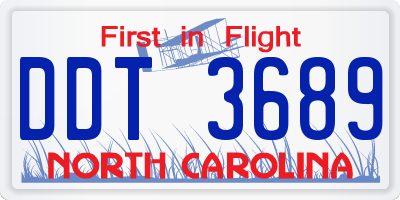 NC license plate DDT3689