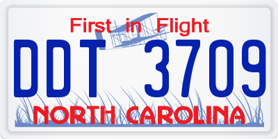 NC license plate DDT3709