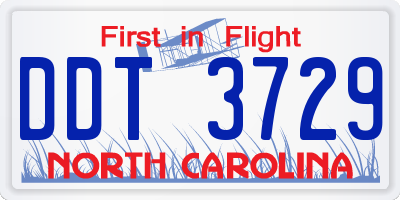 NC license plate DDT3729