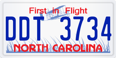 NC license plate DDT3734