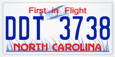 NC license plate DDT3738