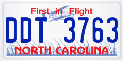 NC license plate DDT3763