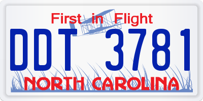 NC license plate DDT3781