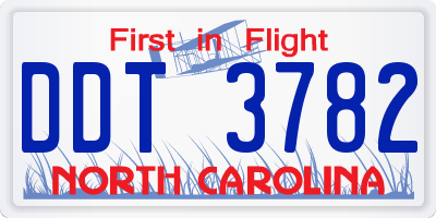 NC license plate DDT3782