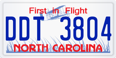 NC license plate DDT3804