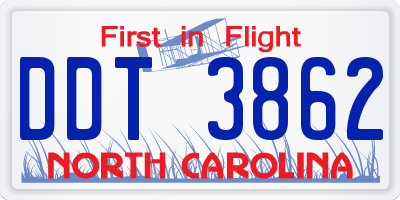 NC license plate DDT3862