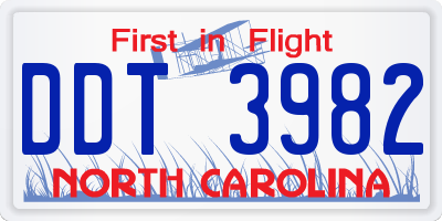 NC license plate DDT3982