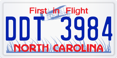 NC license plate DDT3984