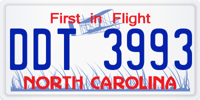 NC license plate DDT3993