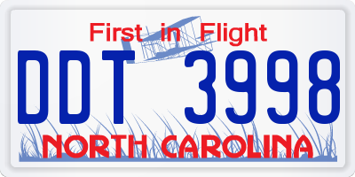NC license plate DDT3998