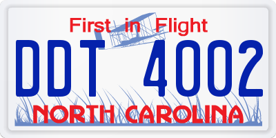 NC license plate DDT4002