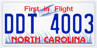 NC license plate DDT4003