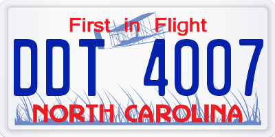 NC license plate DDT4007