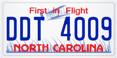 NC license plate DDT4009