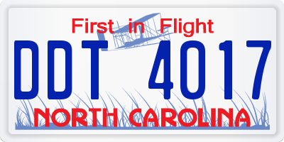 NC license plate DDT4017