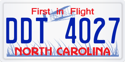 NC license plate DDT4027