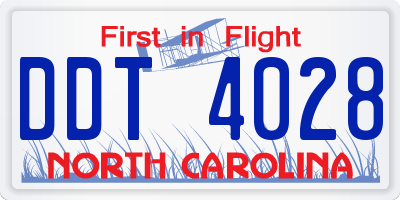 NC license plate DDT4028