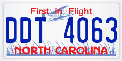 NC license plate DDT4063