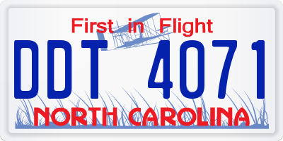 NC license plate DDT4071