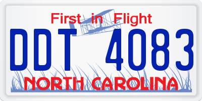 NC license plate DDT4083