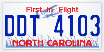 NC license plate DDT4103