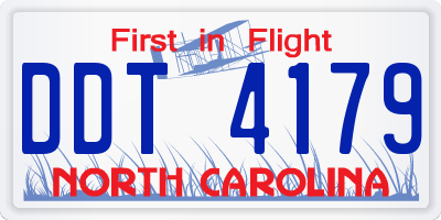 NC license plate DDT4179
