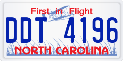 NC license plate DDT4196