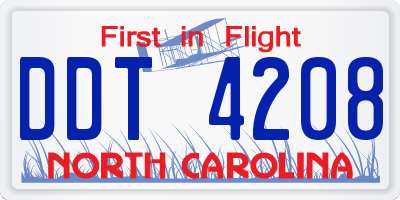 NC license plate DDT4208